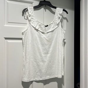 Ruffle Neck Off White Tank, Large, New with Tags
